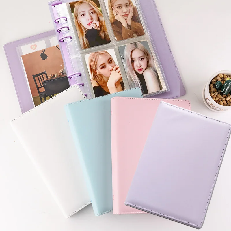 80 Pocket A5 PU Leather Binder Kpop Photocards Holder Collect Book With Sleeve Photo Cards Album Storage Book Accessories