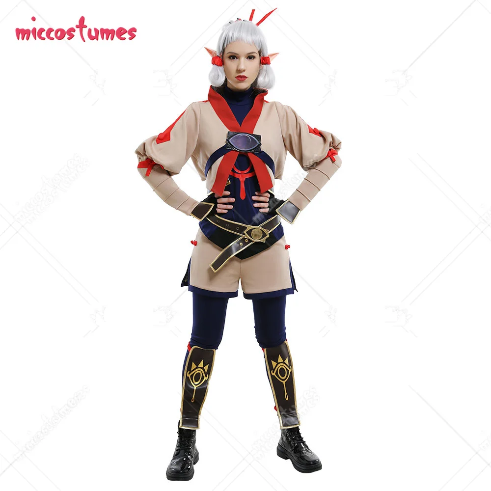 

Impa Traditional Folk Bronzing Bodysuit and Fake-Two Pattern Pants Cosplay Costume Outfits with Hair Accessories and Leg Armors