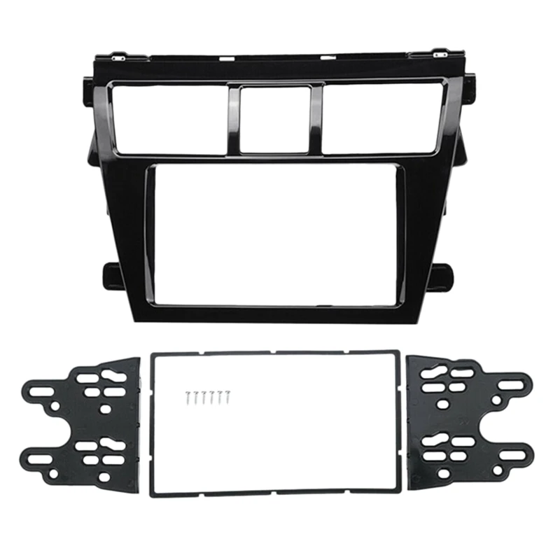 

2 Double DIN Car Stereo Radio DVD Player Frame Fascia Panel Trim for Toyota Vios 2007-12 Belta 2005-08 Yaris Sedan 2006+