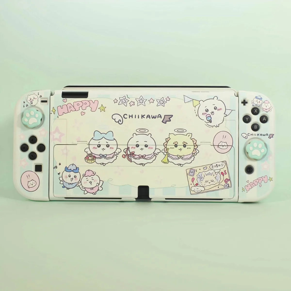 Фото Чехол Kawaii Chiikawa Usagi Anime для Nintendo Switch OLED, белый, с подставкой, совместимый, жесткий защитный чехол для консоли Switch, подарок №4