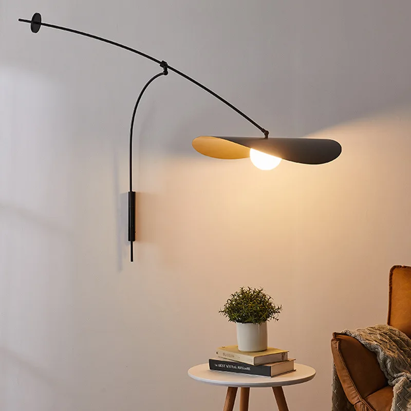 

Industrial Long Arm Wall Light Nordic Adjustable Lamp for Bedroom Living Room Decor Classic Black Hat Wall Sconce LED Lighting