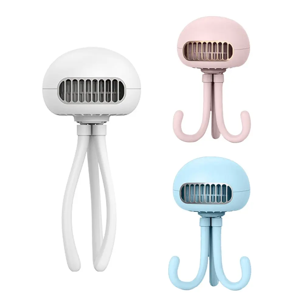 

Mini Fan Portable Bladeless USB Rechargeable Silent Outdoor Stroller Fans Mobile Phone Bracket Jellyfish Shape Fans