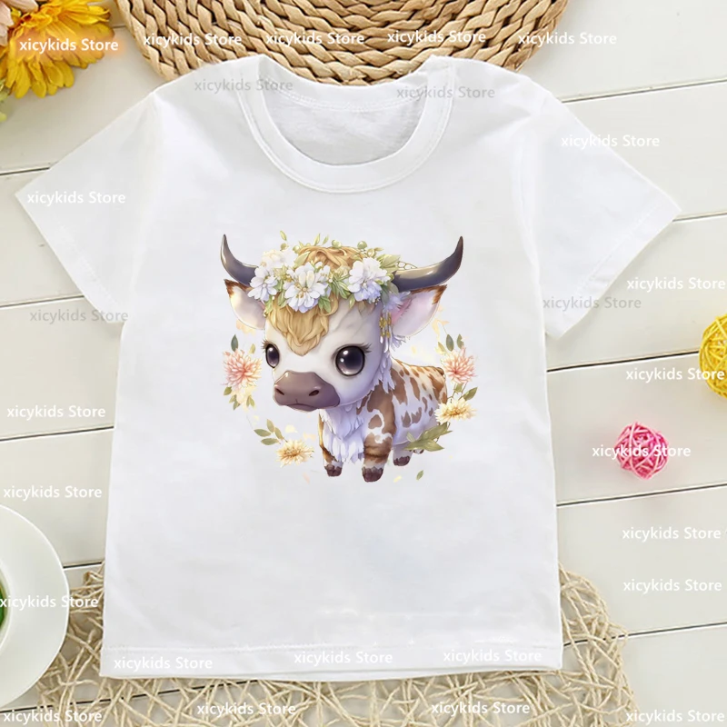 T-Shirt Per Ragazze Kawaii Mucche Divertenti, Pecora Unicorno Stampe Animali Tshirt Bambini Ragazze Carine Abbigliamento Moda Ragazzi Tshirt Top All'I