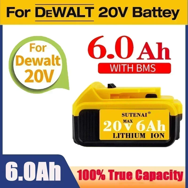 Фото 2023 Обновление аккумулятора DCB200 20 В 6000 мАч, зарядное устройство для Dewalt 18 В DCB184 DCB200 DCB182 DCB180 DCB181 DCB182 DCB201 Аккумулятор для инструментов №1