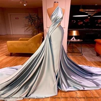 simple evening dresses mermaid sexy paillette print open back prom one shoulder gowns party wear robe de soir%c3%a9e for female 2022
