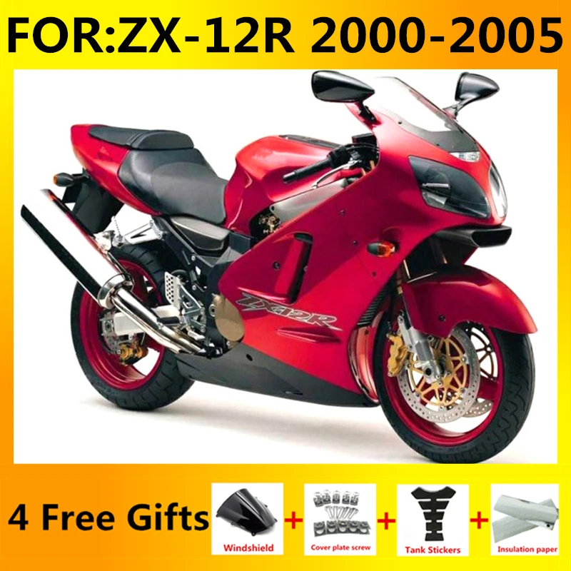 

NEW ABS Motorcycle Fairings Kit fit for Ninja ZX-12R 2000 2001 2002 2003 2004 2005 ZX12R zx 12r full fairing kit set red black