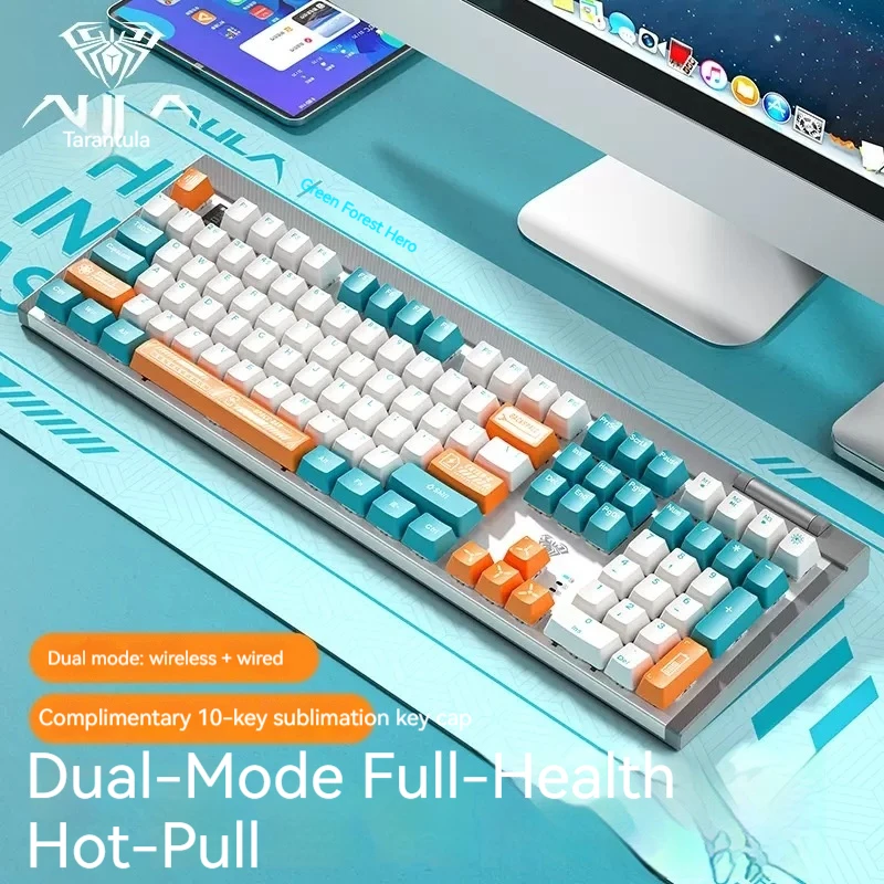 And Mouse Set Dual Mode Hot Swap Shaft Mechanical Keyboard Abs Key Cap Cool Light Effect Keyboard 108keys