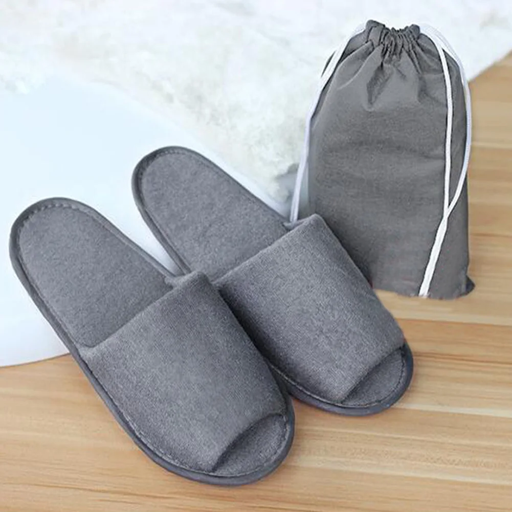 

2pair Portable Folding Slippers Men Women Spa Travel Non-disposable Cotton Slippers with Storage Bag Hotel Home Indoor Slipper