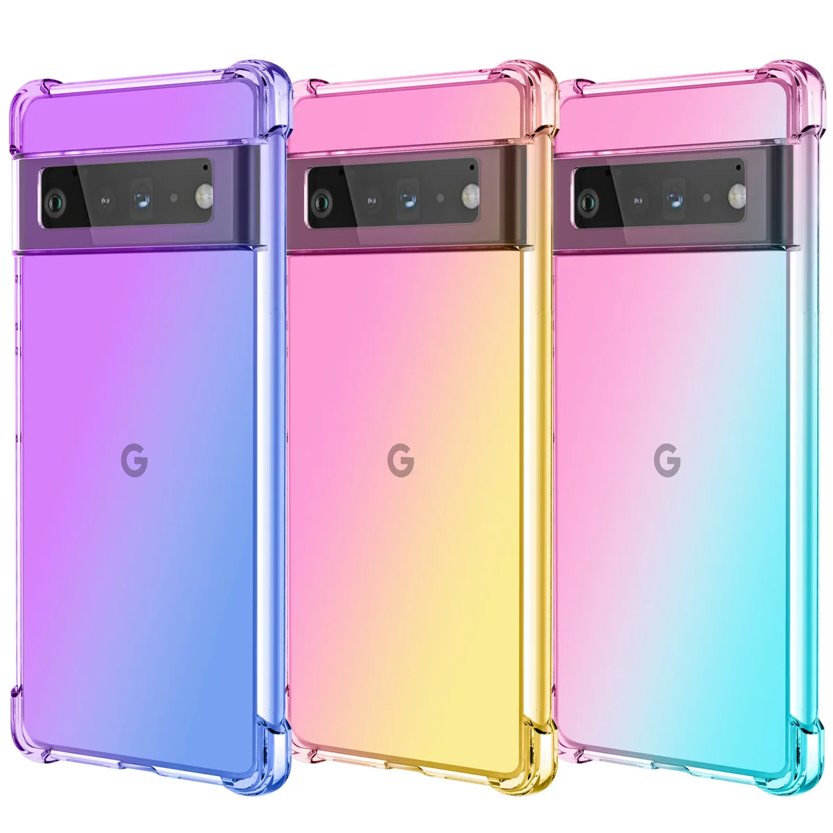 Shockproof Air-Bag Case for Google Pixel 4A 4XL 5A 6A 6 7 Pro 5G Ultra-Thin Gradient TPU Silicone Four Corners Anti-Drop Cover