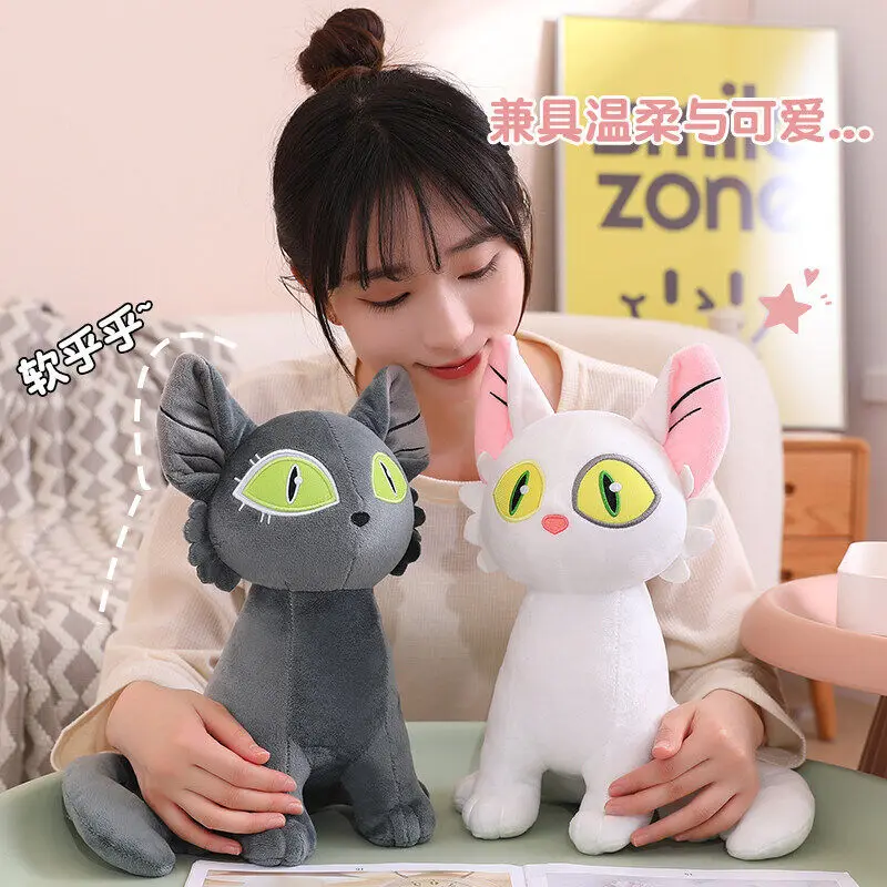 

Japan Lingya Journey Anime Film Black and White Cat Plush Dolls Minister Cat Toy Gifts Kids