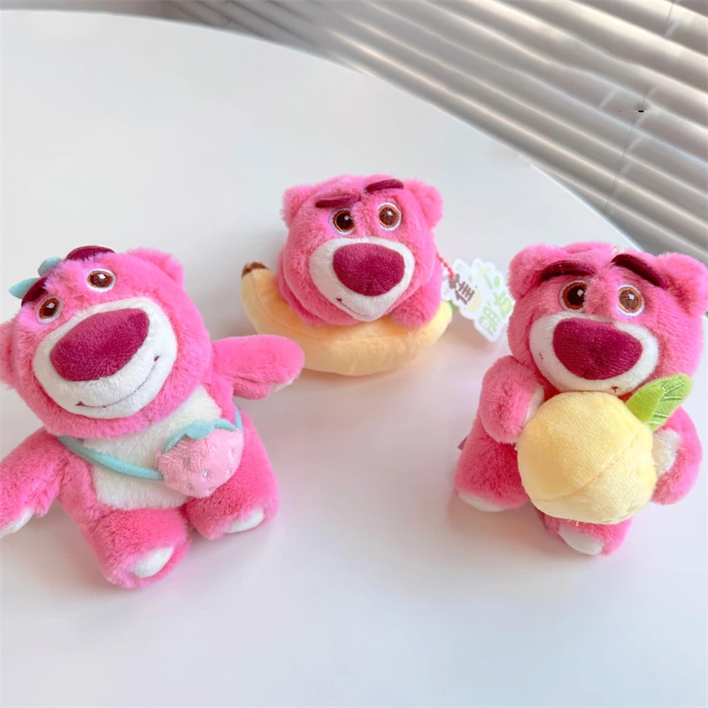 

Disney Pendant Key Chain Plush Kawaii Lotso Anime Cartoon Cute Girls Heart Bag Pendant Sweet Accessory Strawberry Bear Toy Gift