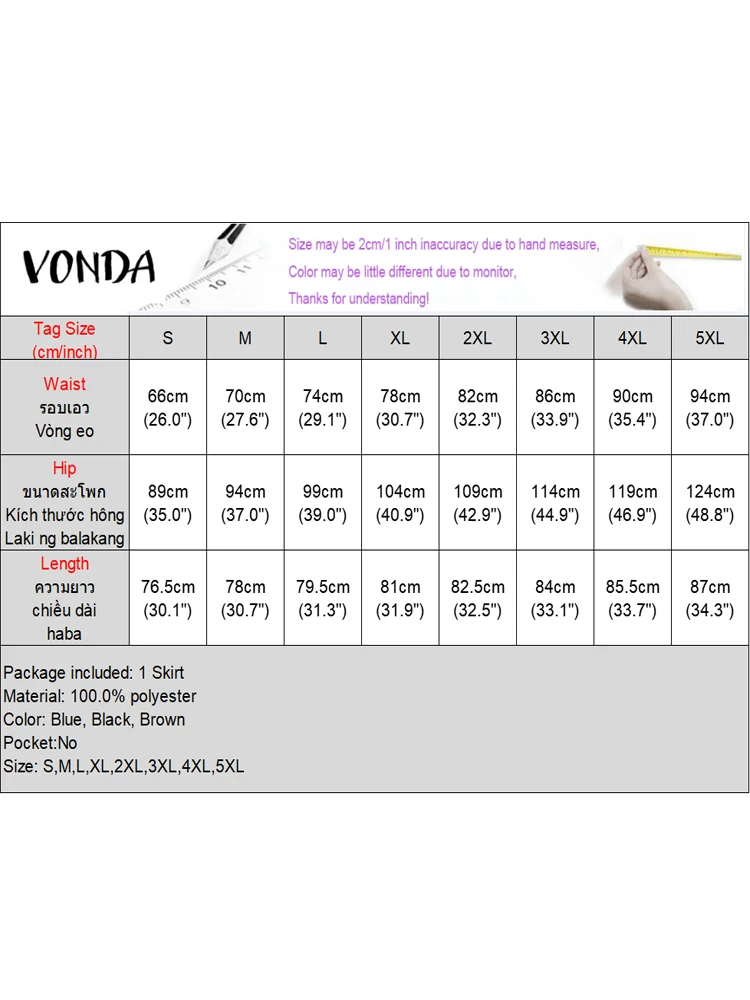 VONDA женские вечерние юбки 2024 повседневные элегантные макси-юбки с разрезом