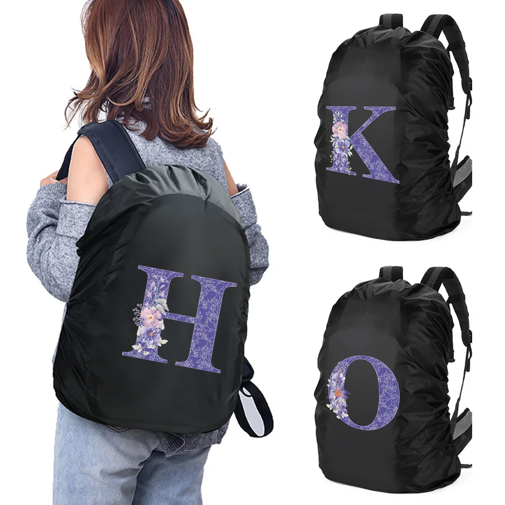 

Purple Letter Print for 20-70L Backpack Waterproof Cover Outdoor Sport Night Cycling Safety Light Rain Cover Bag Camping Hiking