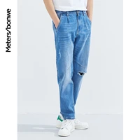 metersbonwe tapered jeans men 100 cotton summer casual distressed jeans male loose fashional and comfortable trousers 757337