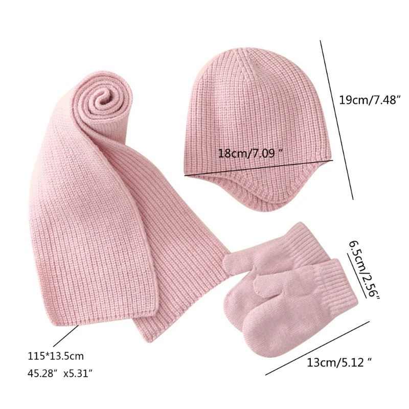 

Baby Beanie Hat & Mittens Knitted Boys Girls Bonnet Cap with Warm Scarf