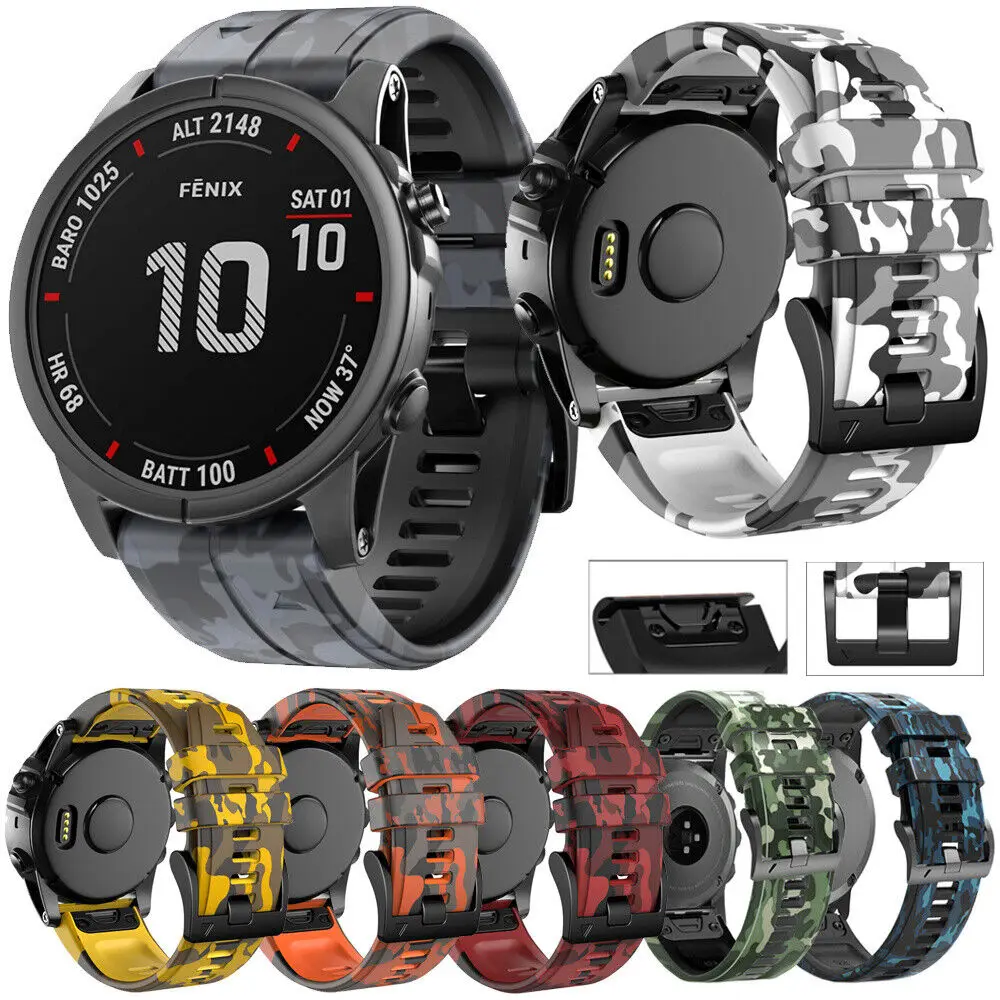 

Quick Fit Camo Rubber Band for Garmin Fenix 7x 7 6x 6x Pro 5x epix Silicone Strap Sport Bracelet