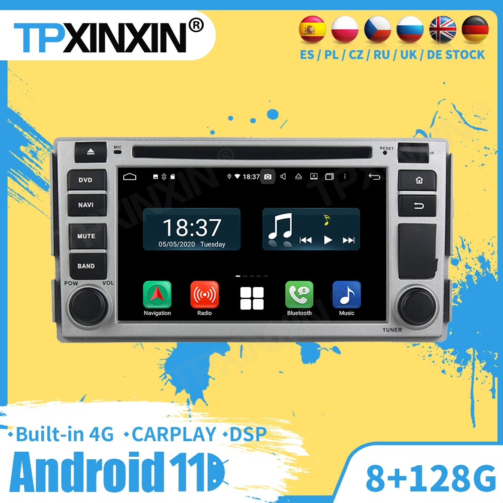

Автомагнитола 2 Din, стереоприемник Android 11 для Hyundai Santa Fe 2008 2009 2010, GPS навигатор, аудиозапись, автомагнитола