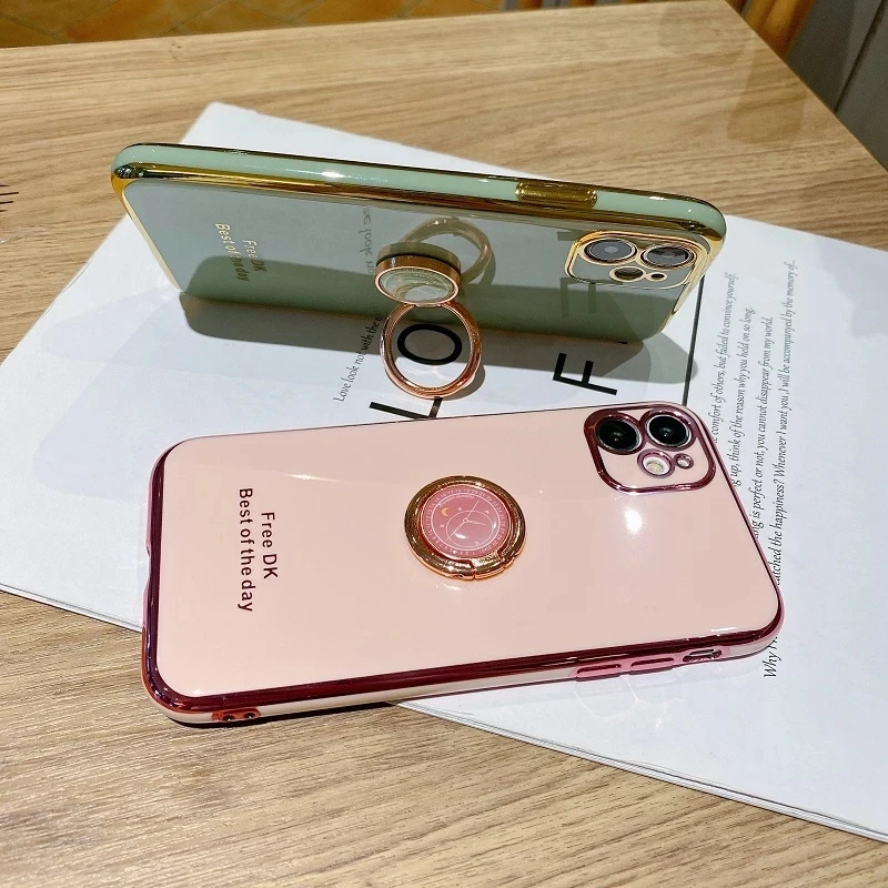 

Electroplated phnom penh mobile phone case iPhone 13Promax 12 11 Pro MAX XS XR X SE 7 8 Plus case With Finger Ring