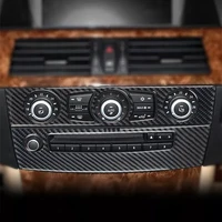 2pcs carbon fiber car central console air conditioning cd panel decorative cover trim for bmw 5 series e60 2008 10 accessories