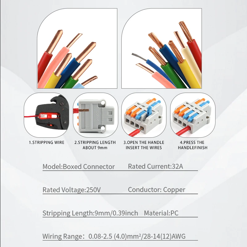 Fast Wire Connectors SPL Universal Cable Wiring Connector Push-in Conductor Terminal Block For Home Electric Power Connection |