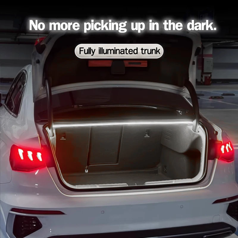 Фото Для Audi A5 A6 A7 A8 Багажник Светодиодный окружающий свет Внутреннее окружающее освещение Светодиодная гибкая полоса Багажник Модификация панели Аксессуары №5