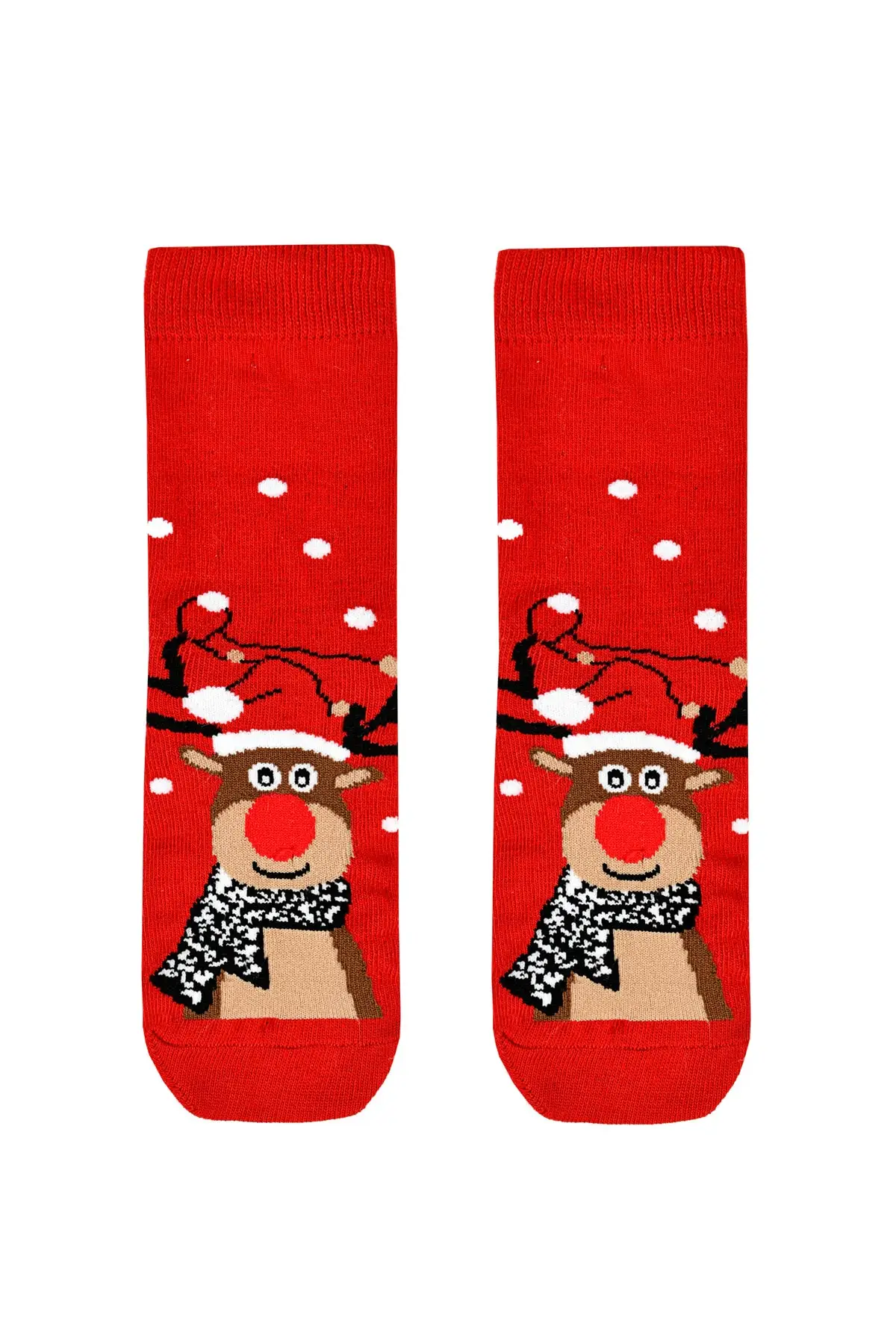

Deer patterned christmas themed children's socks cotton-spandex red single cotton Polyester printed medium socks inner