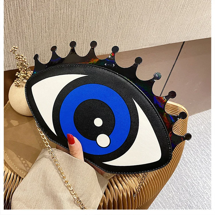 

Women Small Shoulder Bag Eye Shape Fashion PU Leather Chain Bags Mini Shoulder Bag Ladies Crossbody Messenger Bag purse