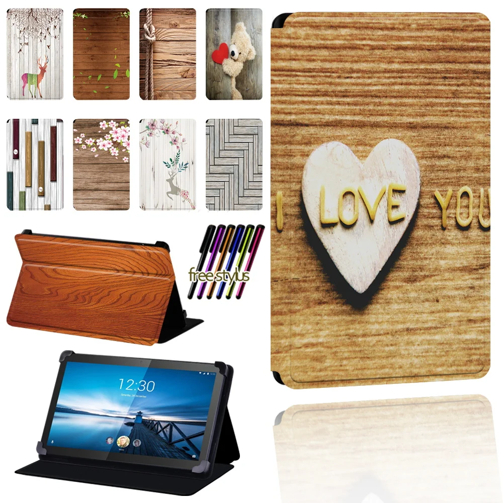 

Case for Lenovo Smart Tab M8 8"/M8 LTE 8/Tab M10 10.1"/M10 LTE Tablet Case Leather Stand Adjustable Protective Cover Wood Print