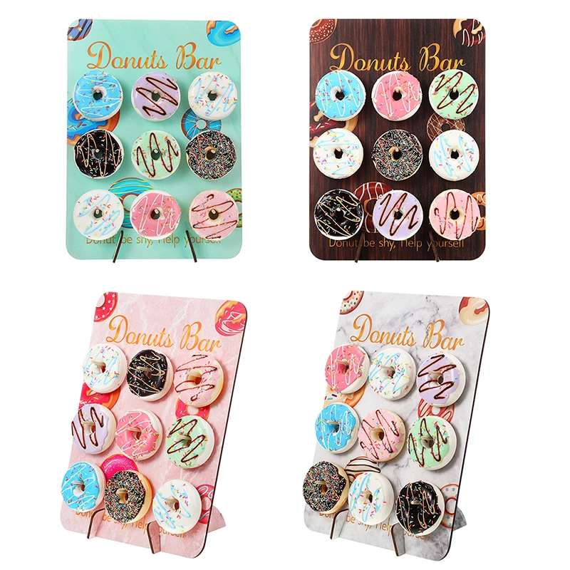 

Lightweight Wooden Donuts Wall Display Stand Multiple Storage Racks Party Themes for Birthday Christmas Dessert Accessories