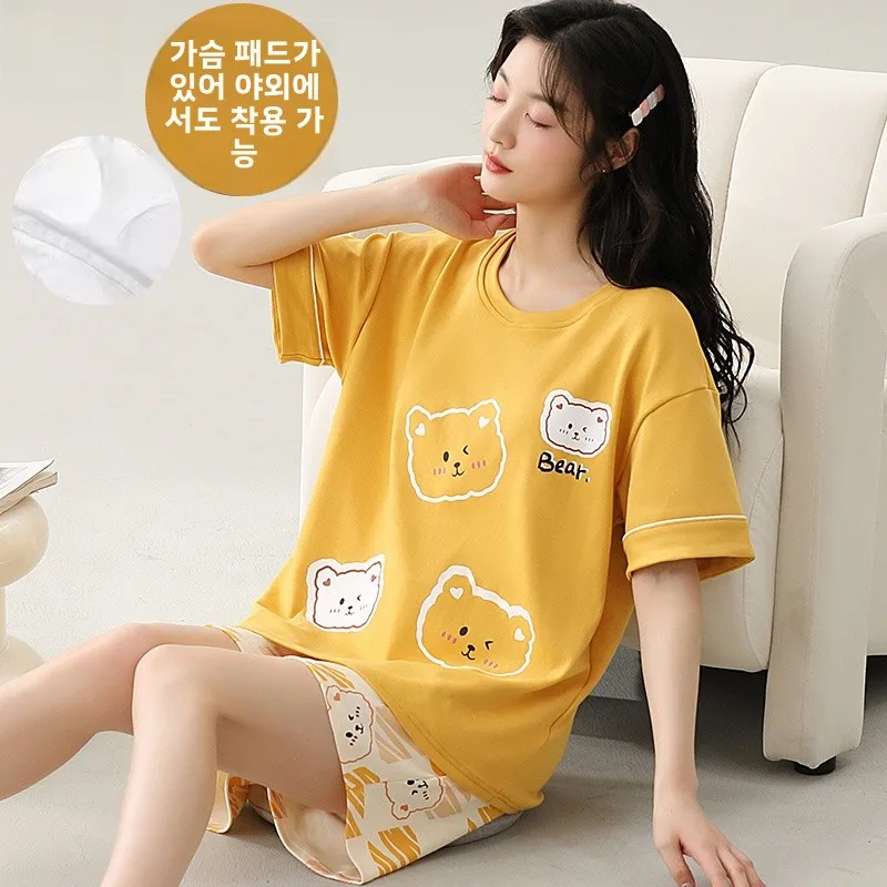 Женская пижама Дятел лето 2025 новинка с короткими рукавами студенческая можно