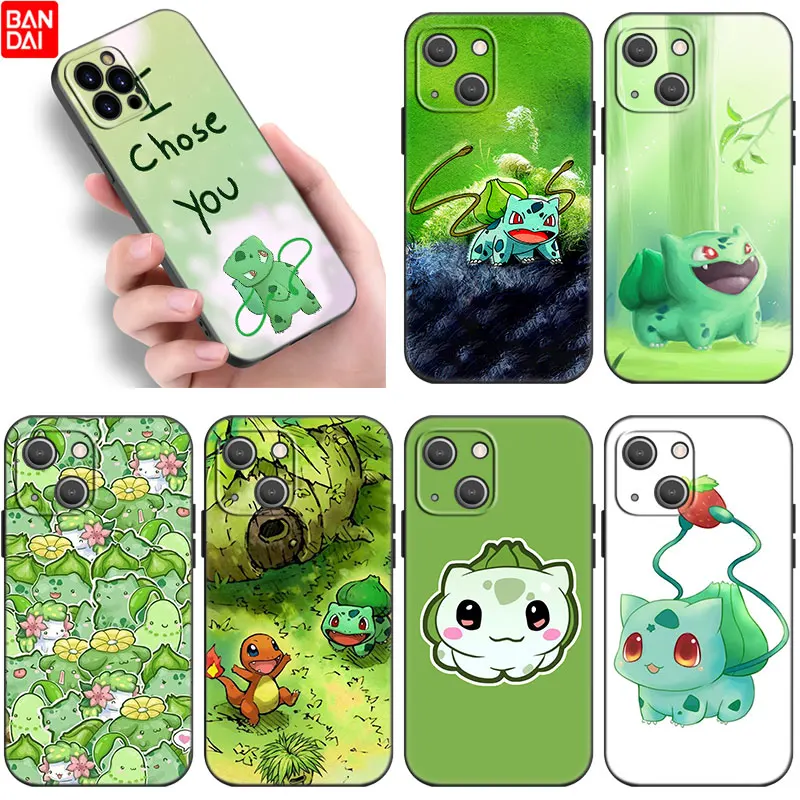 

Bulbasaur Pokemon Silicone Phone Case For Apple iPhone 11 12 13 Mini Pro 7 8 XR X XS MAX 6 6S Plus 5 5S SE 2020 Black Soft Cover