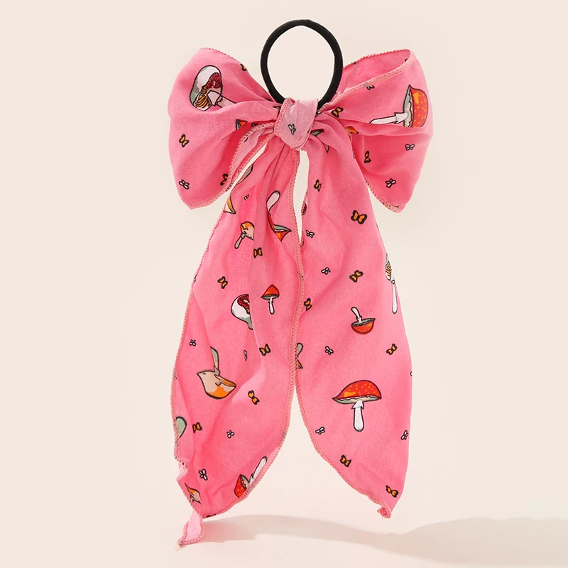 

Fashion Scrunchie Mushroom Butterfly Print Hair Ties for Women Long Hair Rope Korean Ponytail Elastic Hair Band Hair Accessories