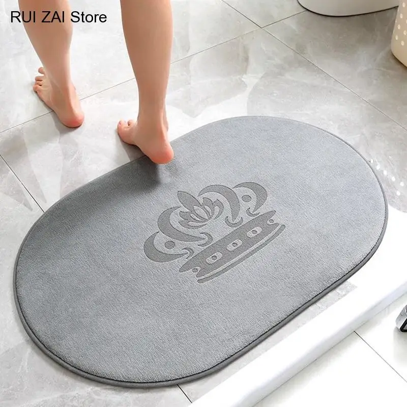 

Oval Non-Slip Soft Thicken Bathroom Rugs Shower Room Floor Carpets Toilet Doormat Footpads Super Absorbent Memory Foam Bath Mat