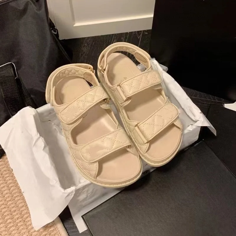 2023 Summer Sandals Women Casual Flat Holiday Beach Shoes Woman Peep Toe Hook Thick Sole Sandalias Fashion Comfort Sandals