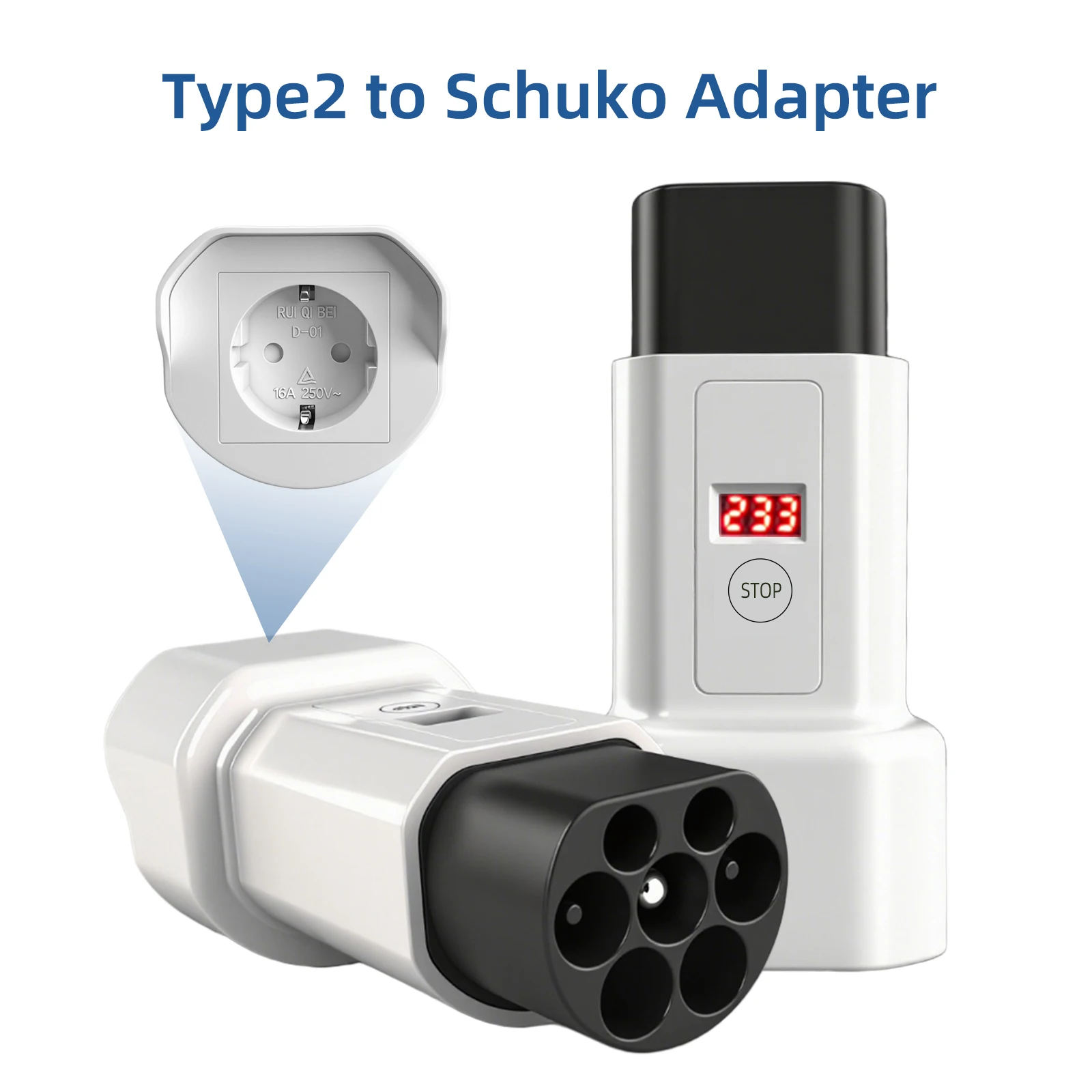 

EVqiaoyi Портативный адаптер для розетки европейского стандарта на 16 А, преобразует зарядные розетки типа 2 для 220 В переменного тока, сертифицированную CE, дорожная зарядка