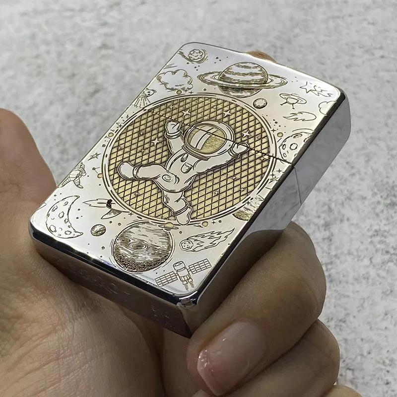 

Zorro имитация серебра гравировка астронавт ветрозащитная Зажигалка креативная Ретро латунная Новая мужская керосиновая зажигалка