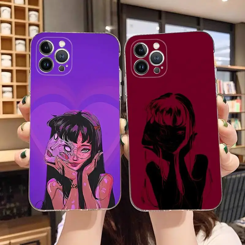 

Junji Ito Tees Horror Phone Case For iPhone 14 13 12 11 Pro Max XS X XR SE 2020 6 7 8 Plus Mini Transparent Shell