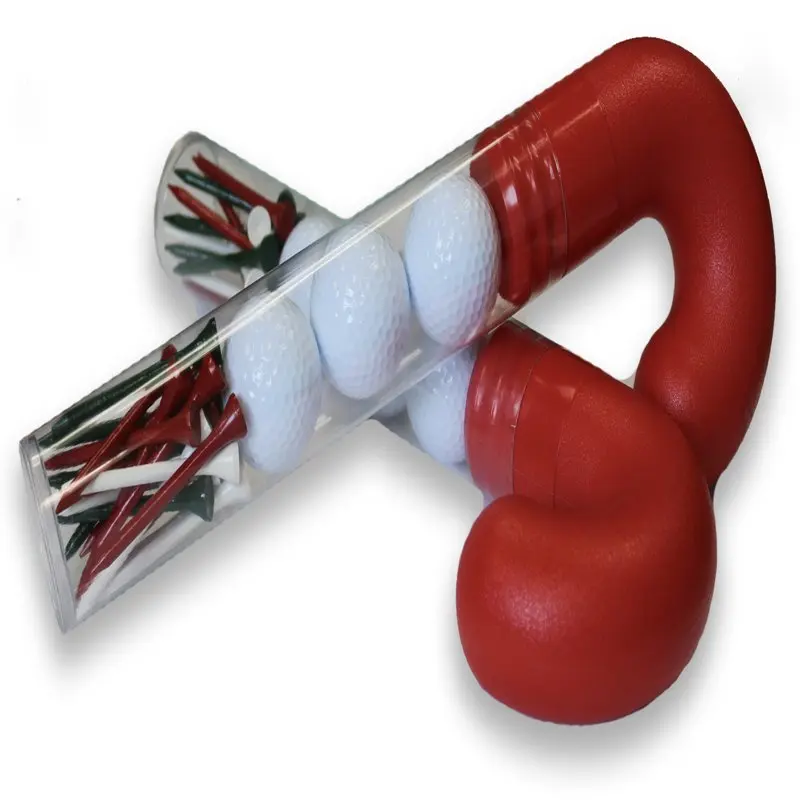 

1 Pack - GOLF BALL CANDY CANE - Holiday Stocking Stuffer - 1 Candy Cane with 10 Multicolor Golf Tees, and 3 Tournament Quality
