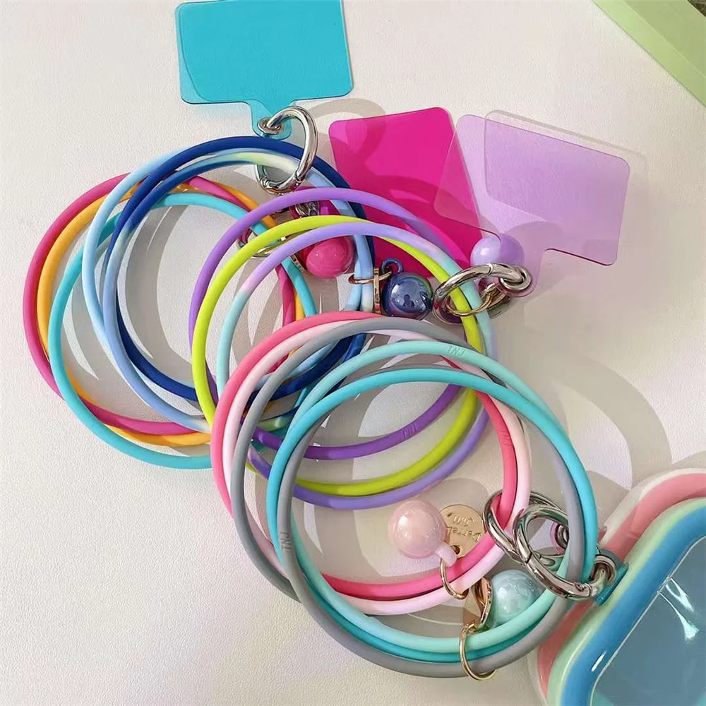 korean cute Silicone Solid Color Mobile Phone Pendant Bracelet Keychain Anti-fall Anti-lost Easy to Carry ornaments images - 6