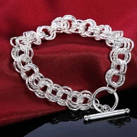 925 stamp fashion ring round bracelets for women mens bracelet wedding engagement retro jewelry female gift