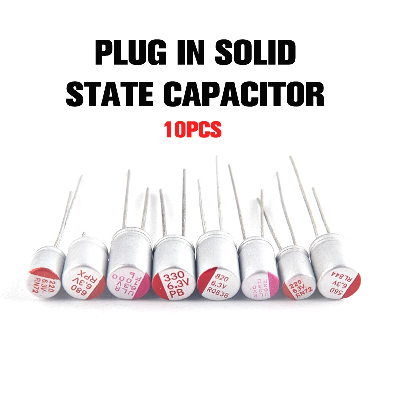 

10pcs DIP Solid Electrolytic Capacitor Super Low ESR 6.3V 220UF 270UF 330UF