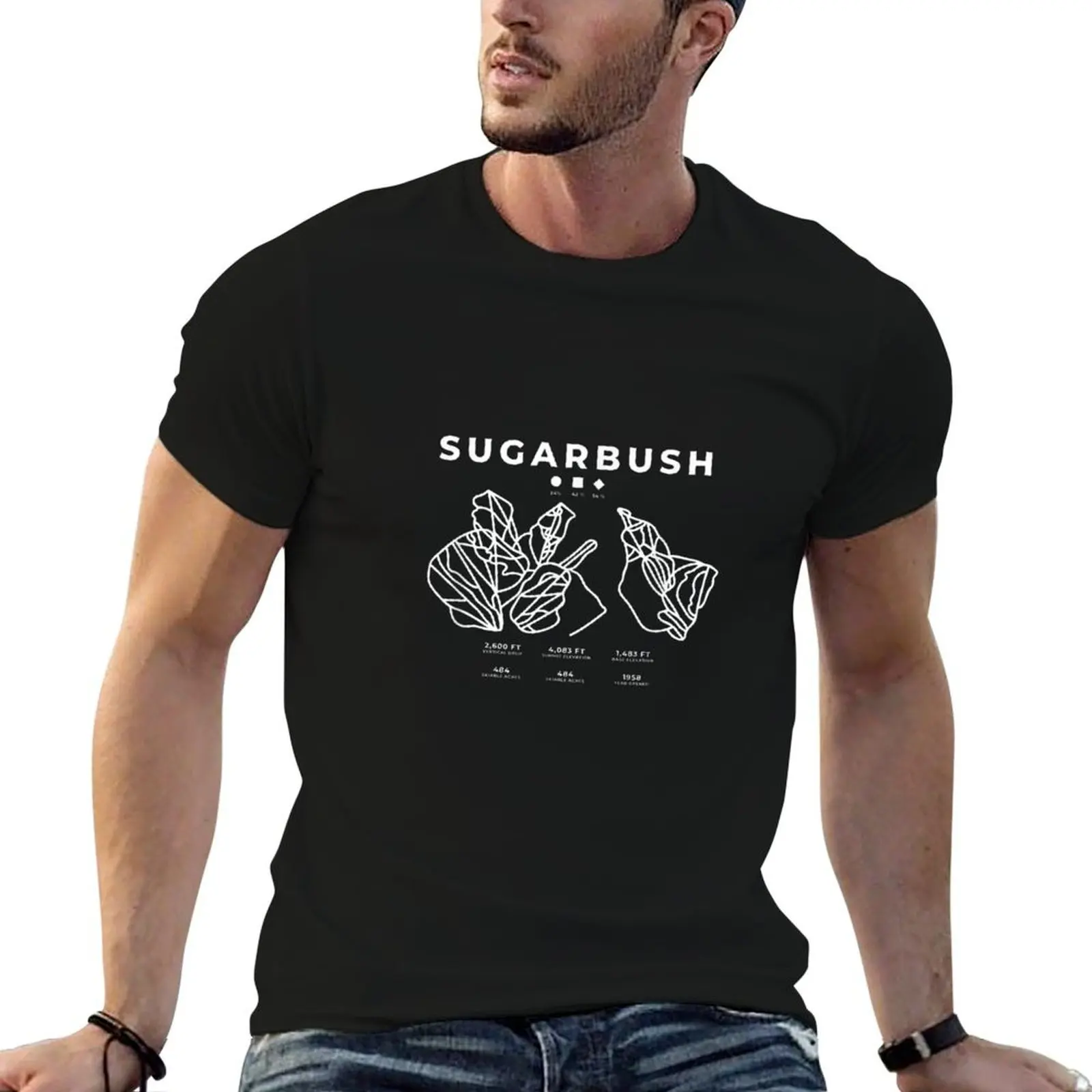 Фото Футболка Sugarbush Ski Snowboard Skiing Vermont Skier, простая повседневная футболка с короткими рукавами №1