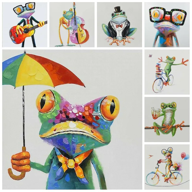 

DIY Oil Painting By Numbers Colorful Frog Animals Bedroom Living Room Home Kids Room Decoration Handpainted Art Wall Unique Gift