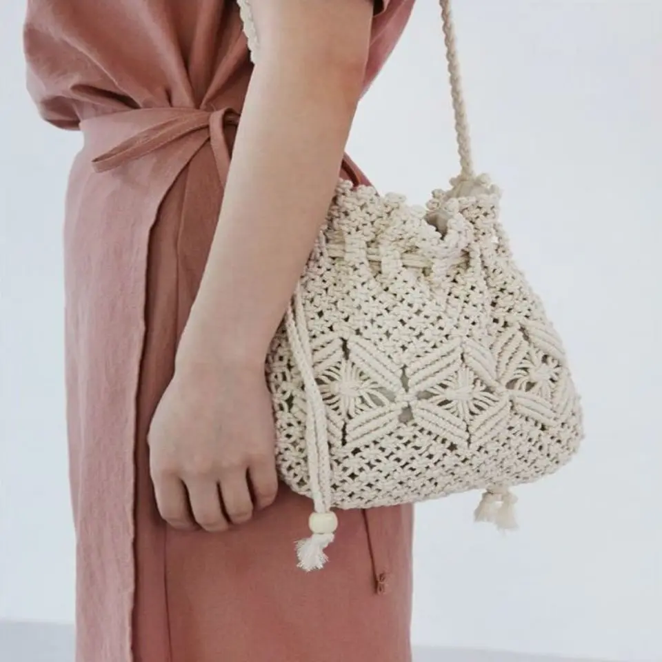 

Retro Vintage Fashion Bohemian String Bag Bucket Bags Women Shoulder Crossbody Bag Women's Handbags Purses