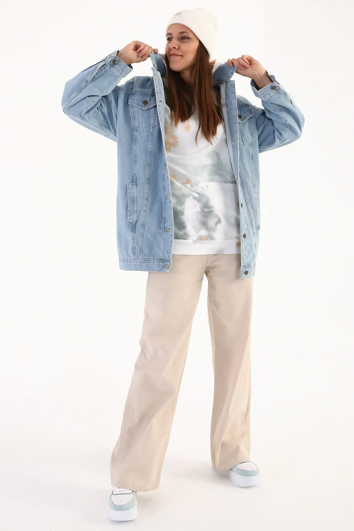 

Women's Fashion Denim Jacket Coat Blue01 Oversize Denim Jacket