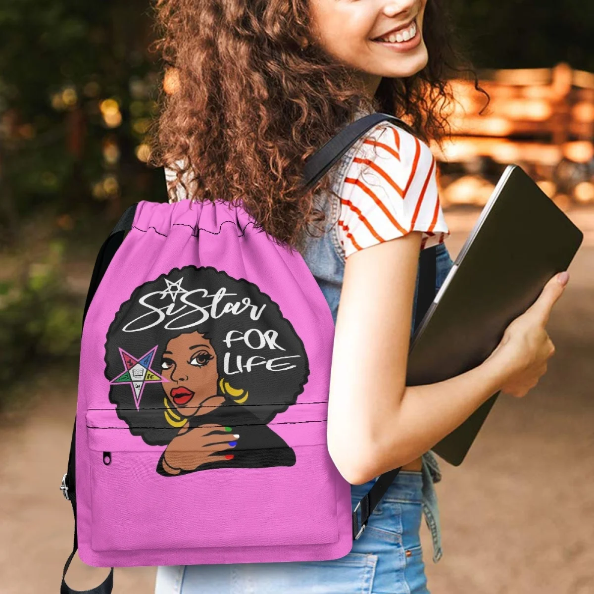 

Рюкзак женский тканевый со шнурком, повседневный складной ранец на плечо для йоги, спортзала, школьный портфель для детей, черный