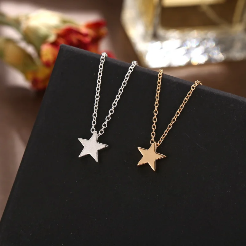 

New Simple Fashion Silver Color Star Pendant Necklace Women Geometric Jewelry Wedding Party Gift Short Choker Collares Feminino