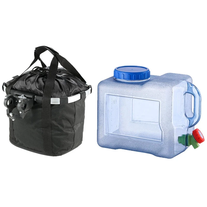 

Plastic Water Can Easily Water Tank With Faucet - 8L & Bicycle Bike Detachable Cycle Front Canvas Basket Carrier Bag