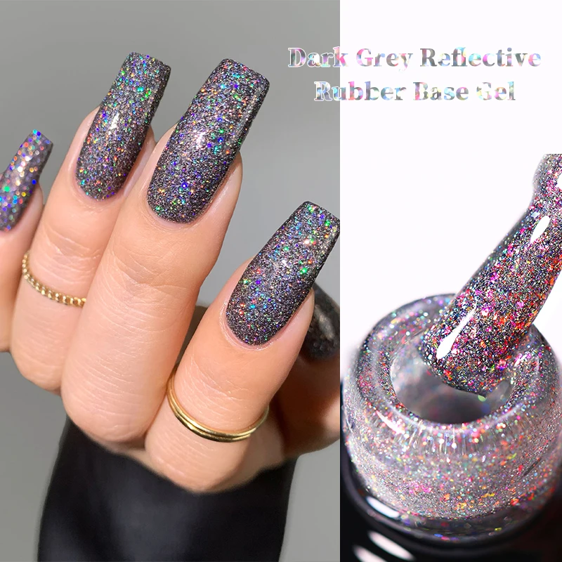 

UR SUGAR 7ml Reflective Glitter Rubber Base Gel Sparkling Candy Sequins Laser Manicure Soak Off UV LED Varnish Nail Art
