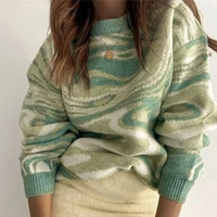 womens 2022 fallwinter y2k tie dye printed knit long sleeve sweater fashion loose sweater harajuku ladies casual pullover